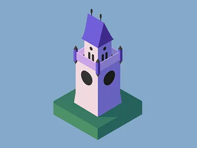 Fairy Tower art black branding clean design fairy flat green illustration illustrator isometric isometric art isometric design isometric illustration isometry minimal purple vector