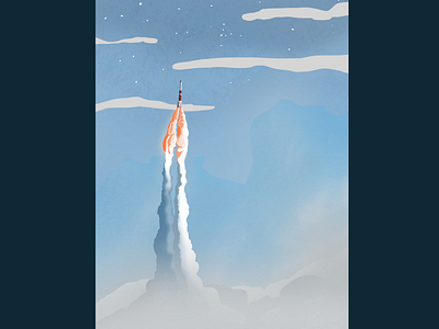 Rocket Launch blue galaxy planet print rocket sky space stars travel