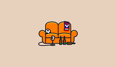 Soccer Podcast Logo beer couch flat logo microphone podcast podcasting podcasts soccer soccer ball soccer logo sofa