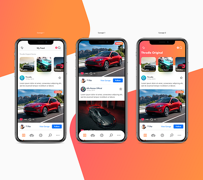 Mobile app design concept for car enthusiasts