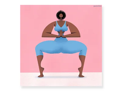 Goddess Pose athleticgirl curvy curvygirl flexible goddesspose illustration procreate yoga