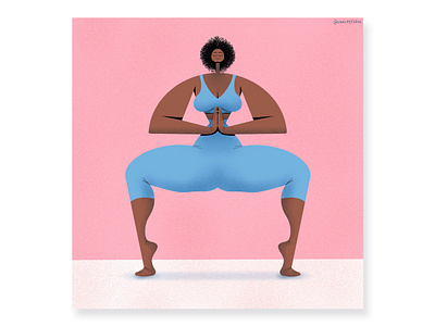 Goddess Pose athleticgirl curvy curvygirl flexible goddesspose illustration procreate yoga
