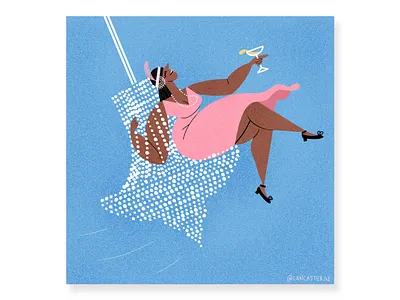 Swing from the chandelier 1920s champagne chandelier curvy curvygirl flappergirl illustration procreate swing