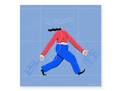 The Traveller airplane airport curvygirl flight illustration luggage procreate travel traveller travelling