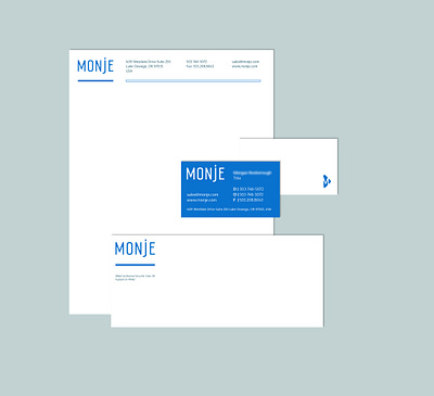 Full set of collateral for Monje's brand brand collateral business card design envelope design exporter letterhead logodesign logotype