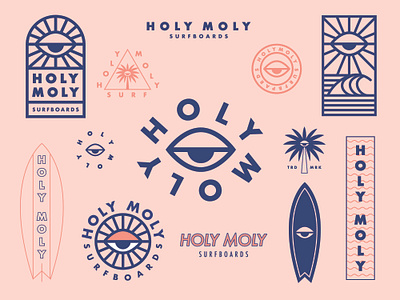 Holy Moly Surfboards Brand Identity badge badge design brand identity design branding branding design design holy holy moly illustration logo logo design logodesign logos moly surboard surf surf shop surfing