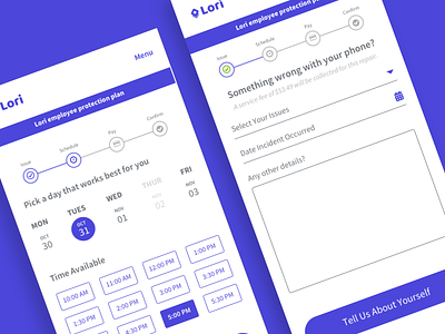 Lori Scheduling UI design insurance mobile phone schedule ui