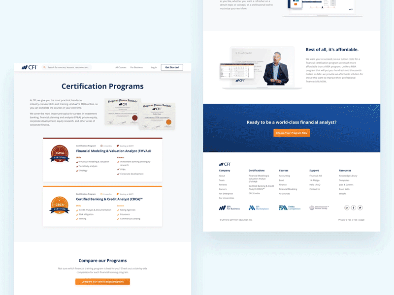 Certification Programs Webpage landing page marketing website web design webpage webpage design