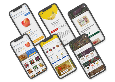 Mobile Grocery Apps adobe illustrator app branding design groceries grocery grocery app illustrator media nofrills ui ux walmart whole foods