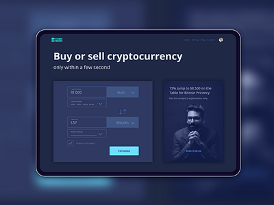 Crypto exchange website on iPad crypto crypto currency crypto exchange exchanger ipad ui web web design website