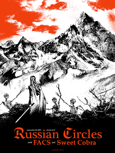 Russian Circles FACS Sweet Cobra dungeons dragons gig poster screenprint show poster