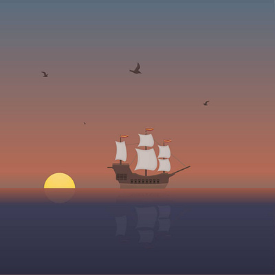 Sunset design flat illustration vector