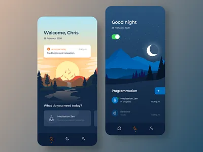 Mindfulness App Concept app design home app illustration interaction ios minimalist ui ui design ux design vector