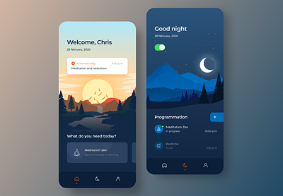 Mindfulness App Concept app design home app illustration interaction ios minimalist ui ui design ux design vector