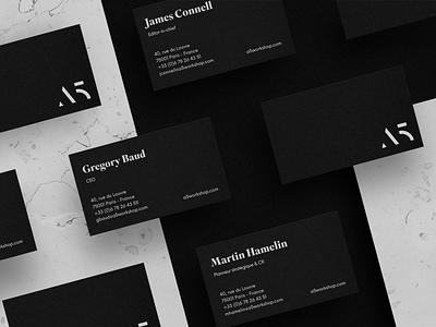 A5 Brand identity art direction blackandwhite brand identity branding business cards clean design johannlucchini logo logotype luxury minimal stationary typography visual identity