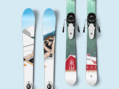 Custom Ski Commission barn graphics illustration illustration digital packaging product design products ski design skiing skis
