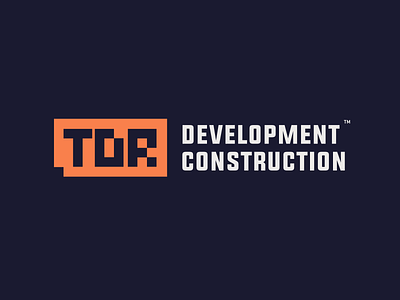 Development Construction Logo abbreviation blocks build builder construction development identity logo concept logo design mark orange square tdr typography unfold