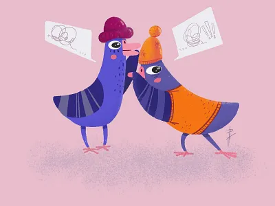 Gossip animation birds character design design dove free time gossip illustration photoshop procreate web
