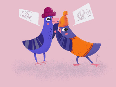 Gossip animation birds character design design dove free time gossip illustration photoshop procreate web