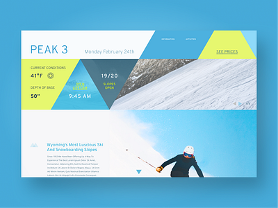 Peak 3 Resort 2 color blue branding desktop greens landing landing page triangles web design winter