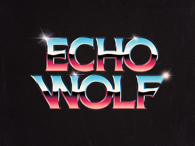 Echo Wolf 80s branding desert chrome lettering logo noise photoshop retro texture typography