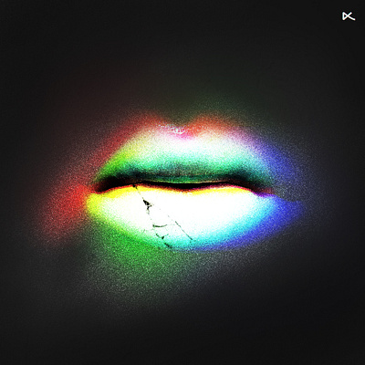 Broken lips colorful glitch lips spraypaint