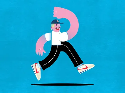 Running R illustration cartoon character cortez design draw drawing hat illustration letter nike running running man