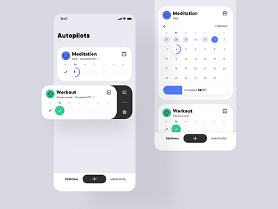 Autopilots App activity calendar clean habit ios minimal mobile app productivity tracker