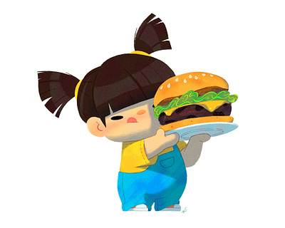 Baby Us: Burger Girl burger character design food girl illustration nolen lee toddler