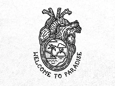 Welcome To Paradise beach dotwork greenday heart heart logo heartbeat illustration illustrations illustrator palm palmtree paradise punk punkrock tattoo tattoo art tattoo artist tattoo design