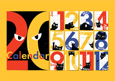 Black Cat Calendar adobe illustrator adobe photoshop black cat calendar calendar design cat design digital graphic design illustration procreate