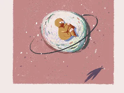 lonely planet design illustration january lonely person pink planet