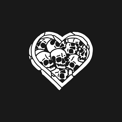 Heart of skulls black and white death heart illustration skull tattoo traditional tattoo