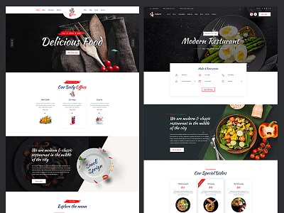 Resturant PSD Template Design for Themeforest bakery cafe fast food food organic food red restaurant restaurants retail shop vegetable