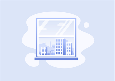 Monochromatic Window Illustration buildings city cityscape clean clouds design door flat illustration illustrator logo minimal monochromatic monochrome puddle ui urban ux vector window