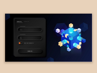 Neomorphism sign in illustration logo ui