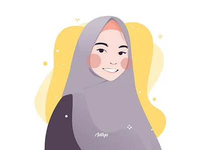 Muslim girl with a sweet smile in a flat character illustration animation art branding design flat illustration illustrator logo minimal vector