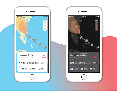 Hurricane Tracker Application app application dark mode design hurricane illustrator minimal tracking ui uidesign uiux ux weather xd