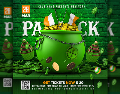 Saint Patricks Day Flyer Template celebration festival flyer invitation irish irish day patrick poster pot of gold saint st patricks day st patricks day flyer template