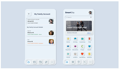 Neuomorphic UI family account mobile ui design