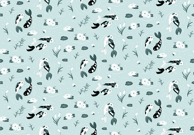 Peaceful Koi fish design illustration pattern pattern design spoonflower surface pattern textile vector