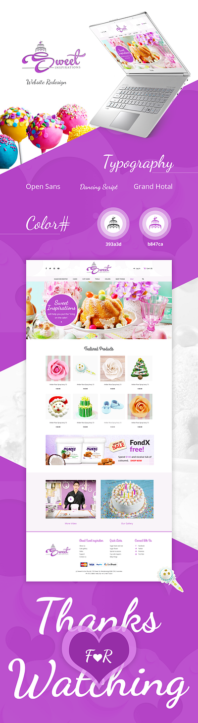 Bakery website brand design branding cake clean clean ui colors concept design ice cream logo pink typography ui ux