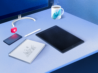 Workspace 2d art branding creative design drawing illustration instagram ipad minimal mobile procreate sketch table work workspace