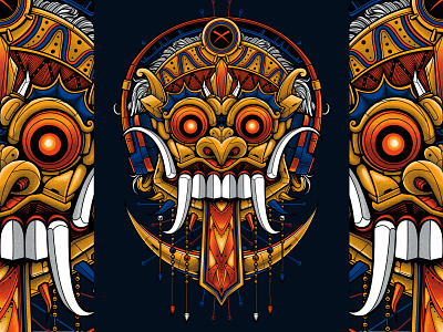 Bali Barong Illustration art artwork bali branding clipstudiopaint culture design designer drawing eggzoo illustration illustrator logo mask photoshop procreate tshirt design vector