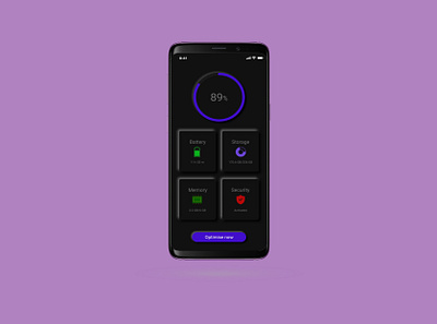 Neumorph / Skeuomorph Device manager (dark mode) app battery dark mode design device manager memory neumorphism trending ui ux