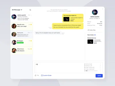 #007 Chat. Business Deal Messenger. busniess chat chat app chatting deal design desktop gig message messaging messenger ui upload file