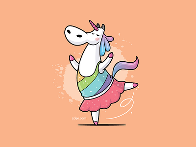 Unicorn Ballerina animal ballerina ballet cartoon character dancer funny illustration rainbow unicorn vector