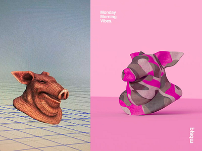 Monday Morning Vibes. animation behindthescenes cinema 4d cinema4d funny helvetica houdini motion motiondesign octanerender piggy pink tutorial