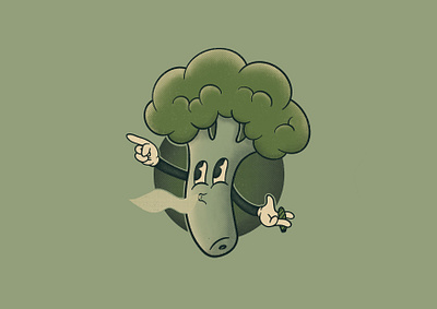 Broccoli bro 1930s broccoli cartoon cartoon character character design greens illustration retro vegetable vintage vintage logo