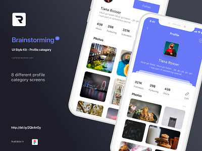 Brainstorming UI Style Kit - Profile category app design figma figmadesign flat profile ui user ux